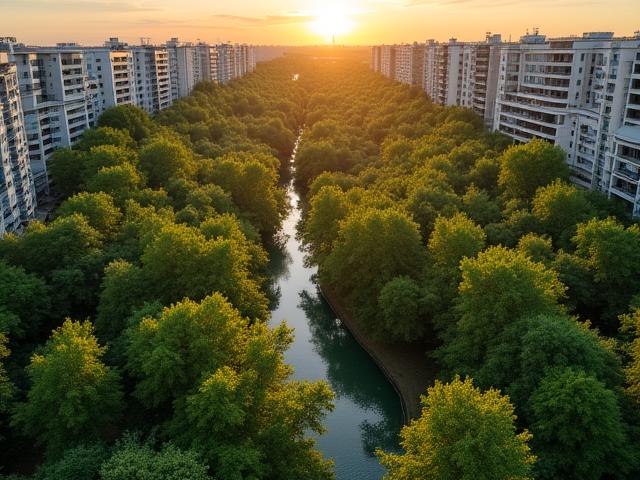 Vue aérienne du projet de corridor vert à Ivry-sur-Seine